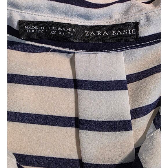 Zara Striped Button‎ Down Blouse Top Size XS - Picture 3 of 5